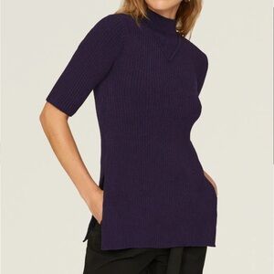 Marina Moscone Purple High Neck Sweater Short Sleeve S